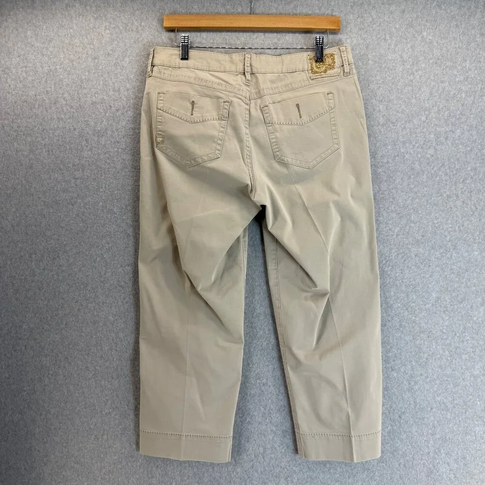 Christopher Blue Womens Cropped Khaki Tan Pants Classic Casual Capri Size 10 - Picture 7 of 15